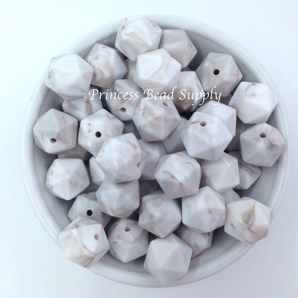 14mm Caramel Marble Mini ICOSAHEDRON Silicone Beads, Mini icosahedron Silicone Beads,  Food Grade Silicone Beads, BPA Free, Sensory Beads