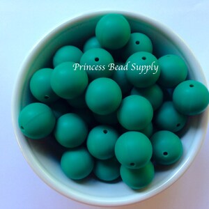 19mm Emerald Silicone Beads, Set of 5 or 10,  100% Food Grade Silicone Beads, BPA Free Beads, Sensory Beads, Silicone Loose Beads,