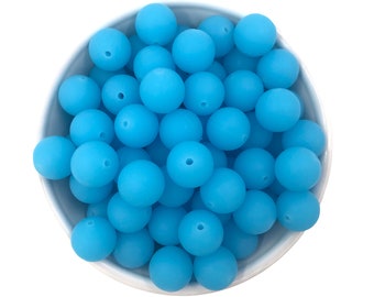 15mm Neon Blue Glow in the Dark Silicone Beads