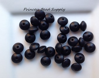 Black Saucer Silicone Beads, Set of 10 Silicone Beads,  Silicone Beads