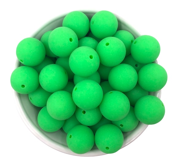 20mm Neon Green Matte Solid Chunky Beads Neon Green Beads Neon