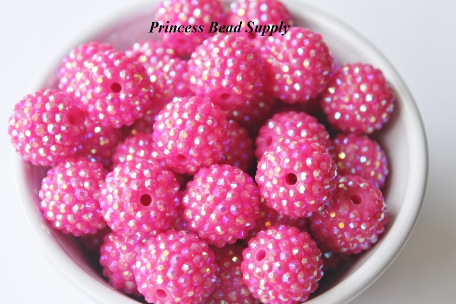 20mm Raspberry Pink AB Rhinestone Chunky Beads Set of 10 | Etsy