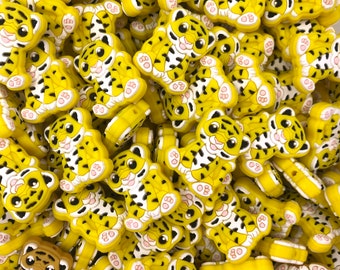 Yellow Tiger Silicone Beads,  Tiger Shaped Silicone Beads Beads,  Silicone Beads,  Silicone Loose Beads, Wholesale Silicone