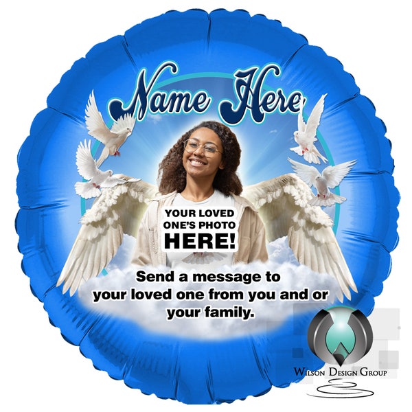 Balloon Release Message Memorial Balloons with Photo, Personalized Mylar Helium Balloon, Funeral Memorial Decoration, RIP Memorial Balloon