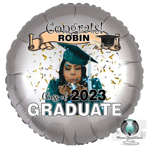 Personalized Graduation Balloons with Photo, graduation balloons, Personalized Mylar Helium Balloon, balloon bouquet, balloon decorators