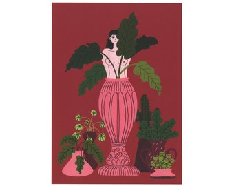 Vase Lady Postcard