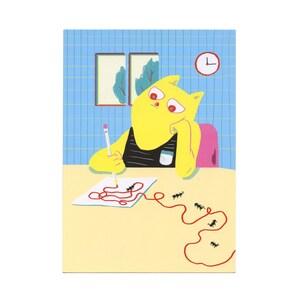 Bored Cat Drawing Postcard