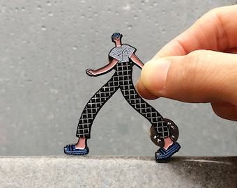 Walking Boy Enamel Pin