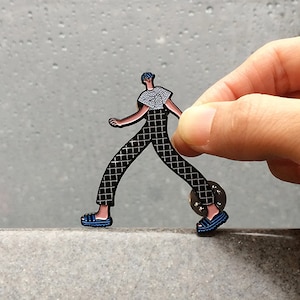 Walking Boy Enamel Pin