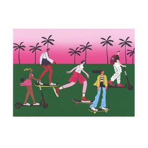 People Riding Postcard