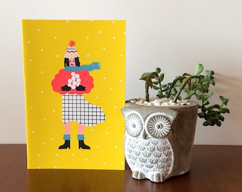 Snowball Girl Silkscreen Print Card (6" x 4”)