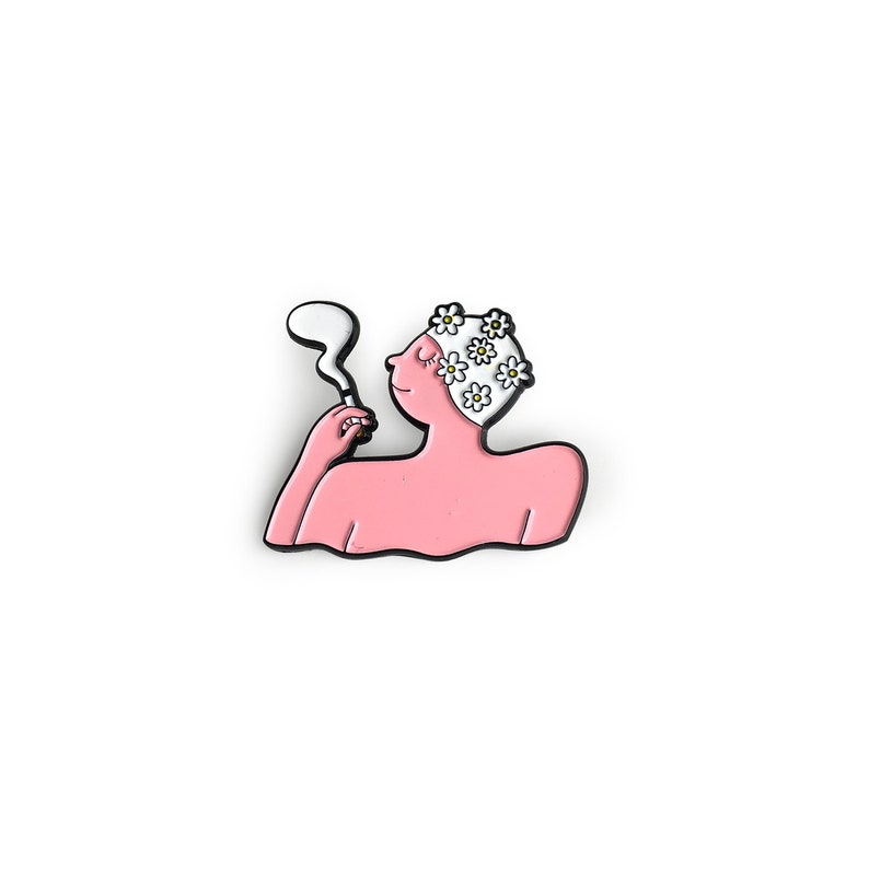 Smoking Swim Cap Girl Enamel Pin image 2