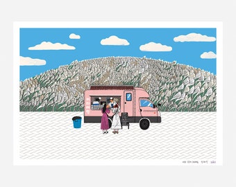 Coffee Travel Illustration Print