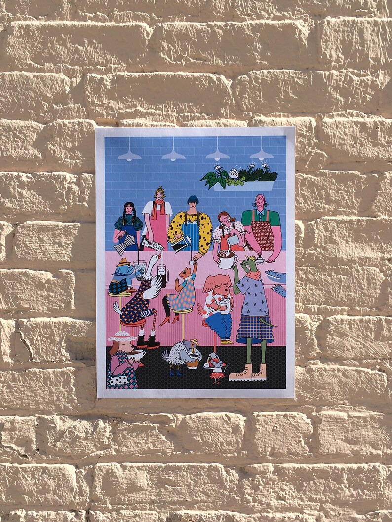 Animal Cafe Print Etsy