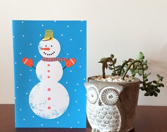 Snowman Silkscreen Print Card (6" x 4”)