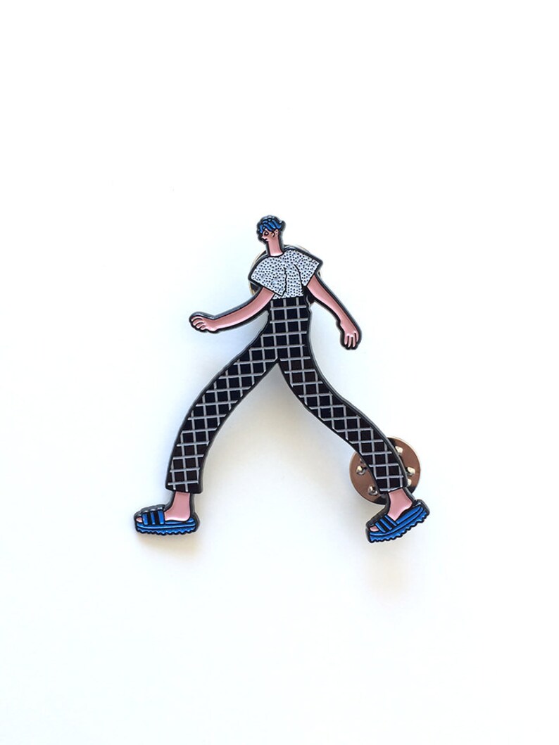 Walking Boy Enamel Pin image 2