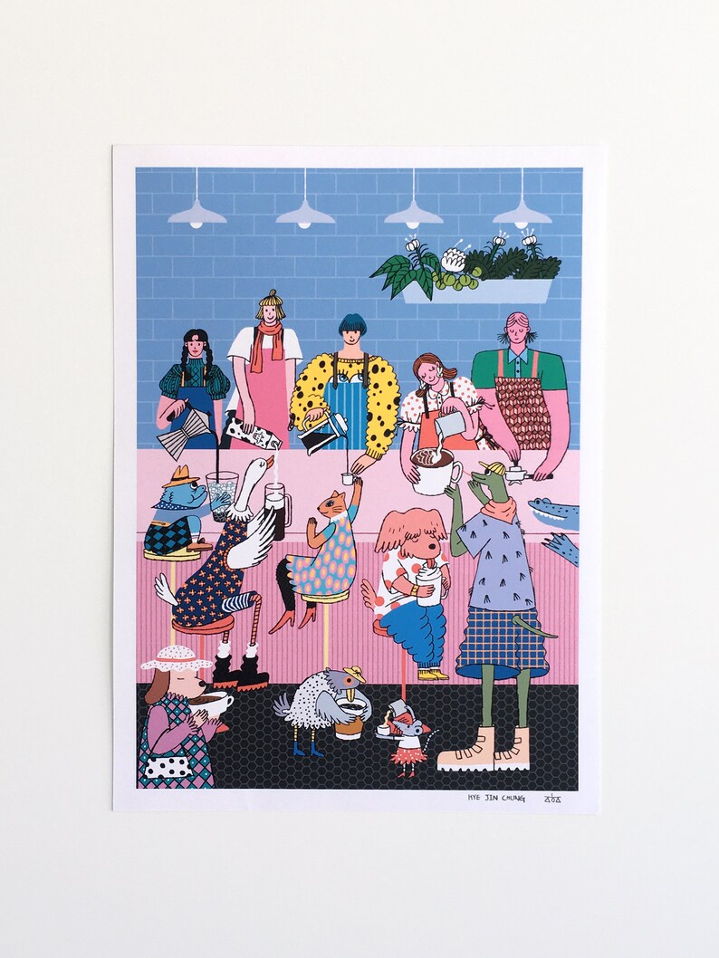 Animal Cafe Print Etsy