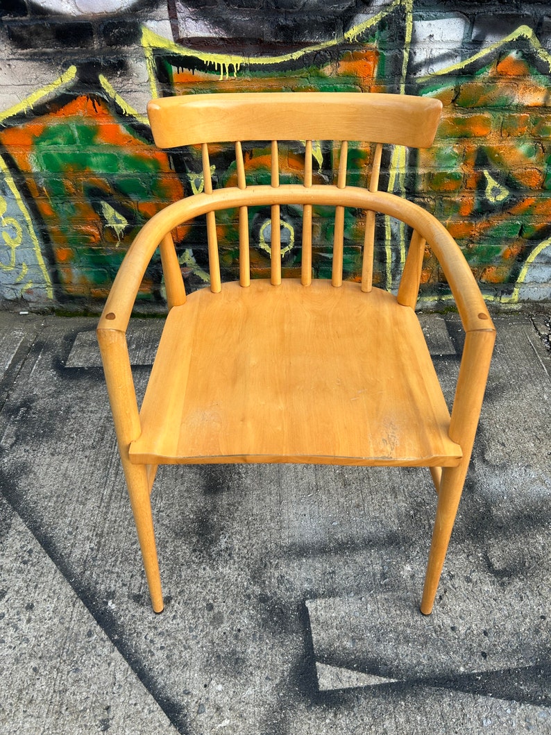 Paul Mccobb blonde maple captains chair mid century modern image 3