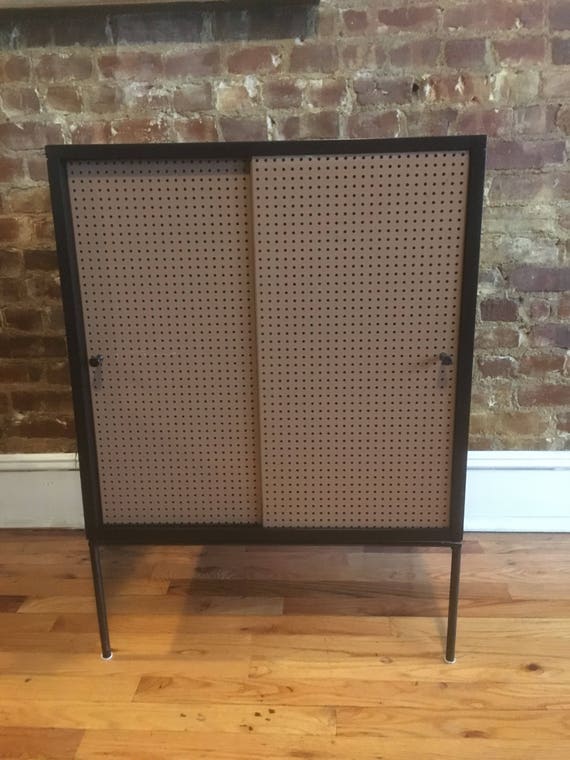 Paul Mccobb Vintage Mid Century Small Maple Cabinet Perforated Etsy