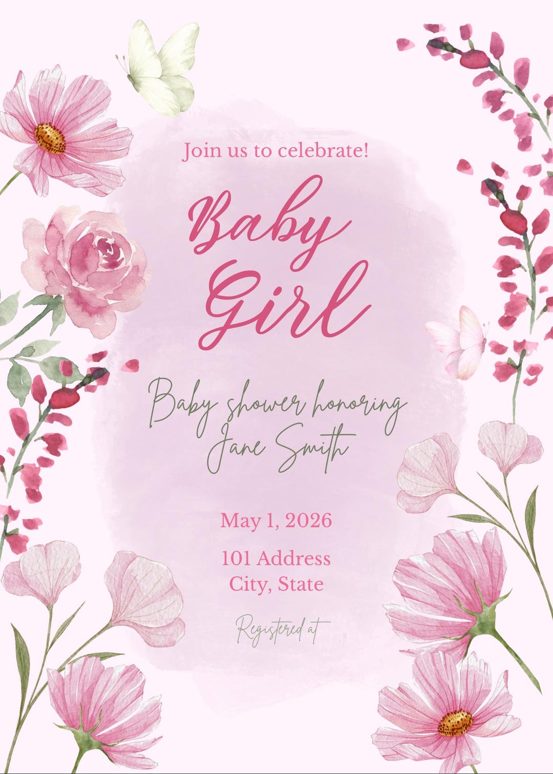 Flower Theme Baby Shower Invitation - Etsy