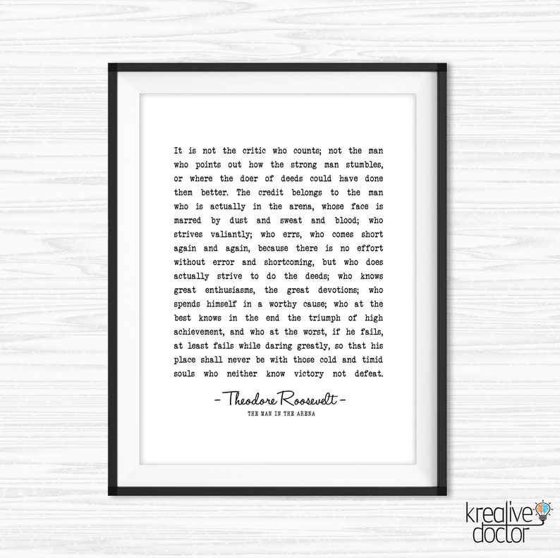 The Guy In just the Arena Printable Theodore Roosevelt Bold Drastically Literary Quotation Prints Commencement Present Inspirational Estimate Typewriter Print graphic regarding The Man in the Arena Printable referred to as The Male Within the Arena Printable Theodore Roosevelt Bold Dramatically Literary Quotation Prints Commencement Present Inspirational Quotation Typewriter Print