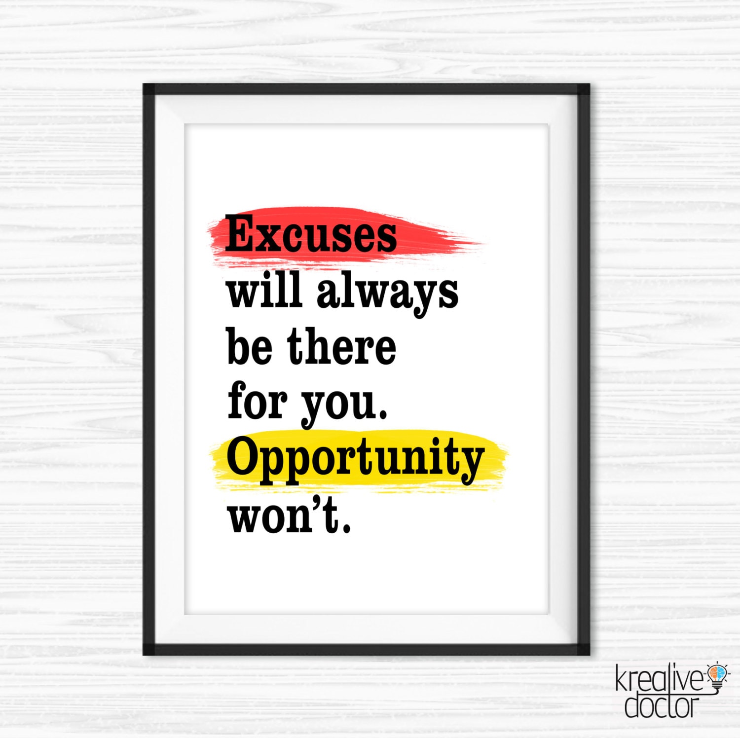 Office Wall Art Work Hard Quote No Excuses Quote Motivational Etsy