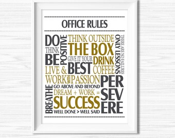 Office Rules - Office Wall Art - Inspirational Quotes for Office - Office Prints - Printable Office Quotes - Office Gifts - Office Signs