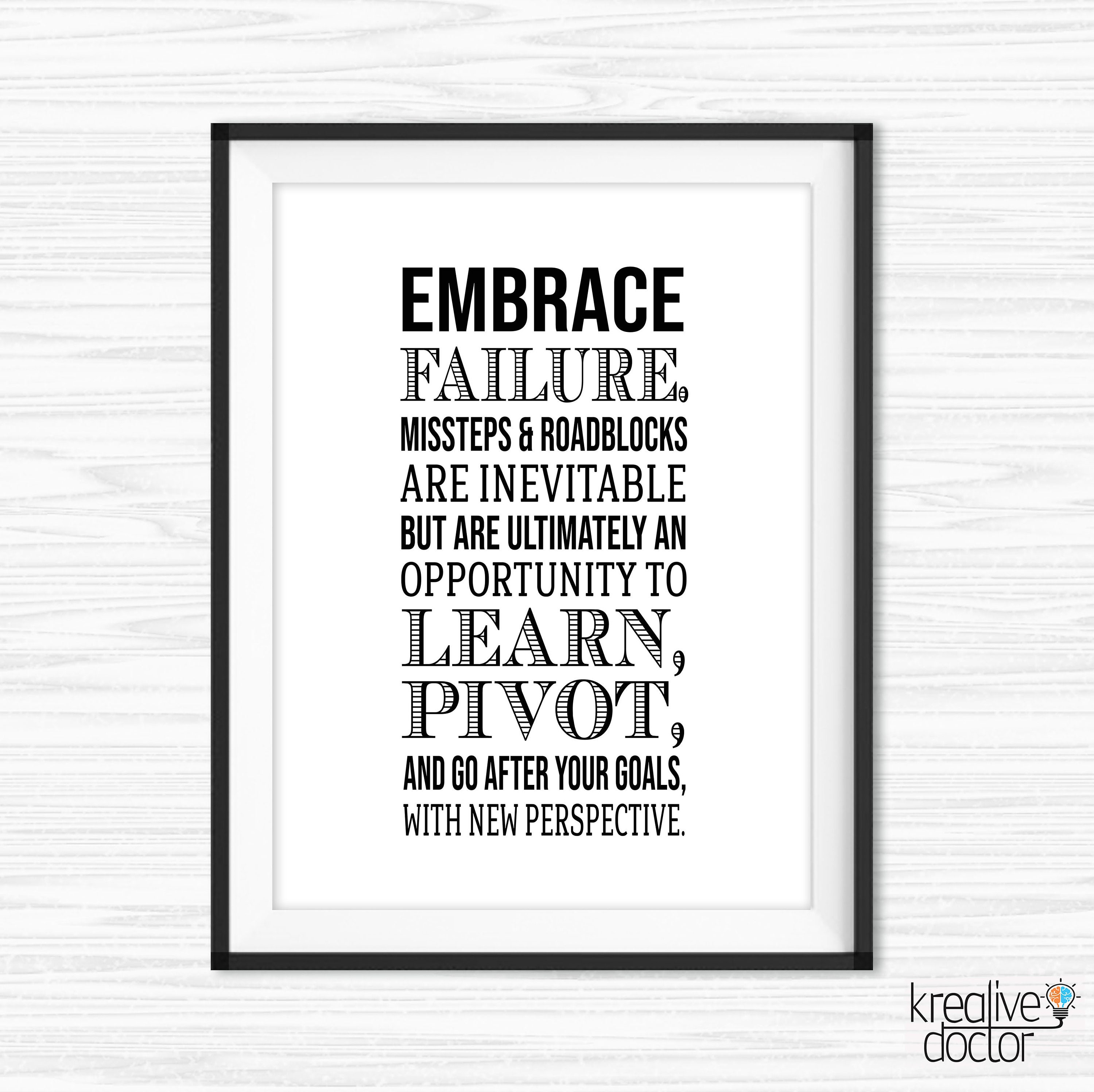 Failure Quotes Printable Wall Art Embrace Failure Print | Etsy
