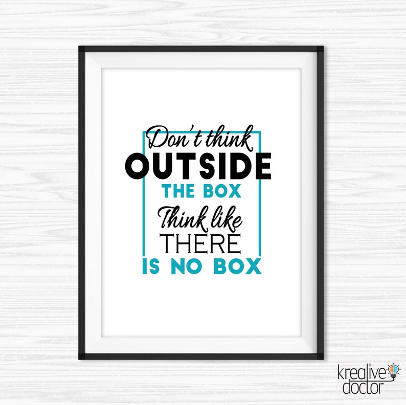 office wall art think outside the box quote motivational