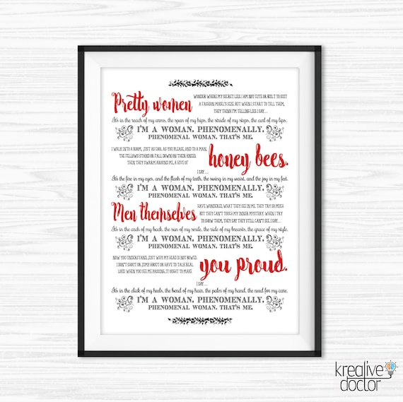 Maya Angelou Quote Phenomenal Woman Print Office Wall Art Etsy