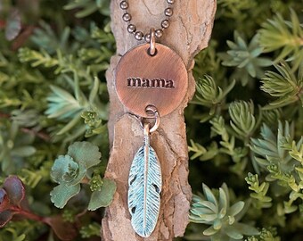 Mama Necklace | Mother's Day Boho Jewelry | Hand-Stamped Copper Pendant | Valentine's Day Gifts for Mom