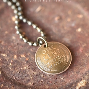 Lucky Penny Necklace | Authentic Vintage Wheat Penny Jewelry | Good Luck Charm Gift