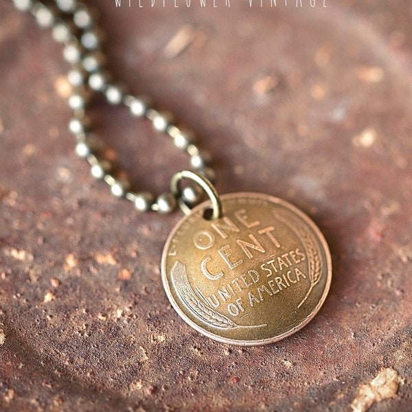 Lucky Penny Necklace | Authentic Vintage Wheat Penny Jewelry | Good Luck Charm Gift