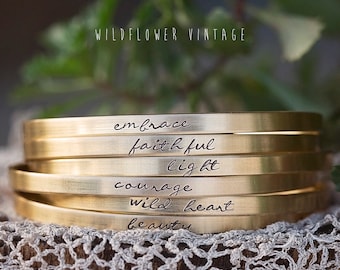 Personalized Cursive Skinny Cuff Bracelet | Custom Name Jewelry for Mom Grandma | Intention Setting