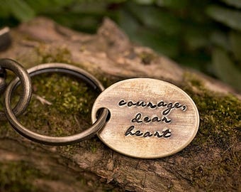 Courage Dear Heart Key Chain | Encouraging Inspirational Hand Stamped Purse Clip Gift