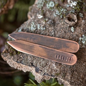 7 Year Anniversary Gift | Distressed Copper Collar Stays | Personalized Custom Seven Year Wedding Anniversary Gifts for Husband