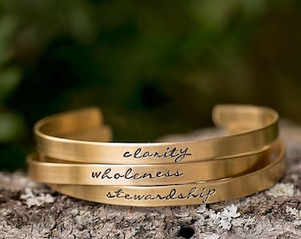 Personalized Cursive Skinny Cuff Bracelet | Custom Name Jewelry for Mom Grandma | Intention Setting
