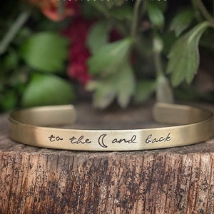 I Love You to the Moon and Back Bracelet | Hand Stamped Jewelry | Daughter Wife Girlfriend Birthday Anniversary Gift