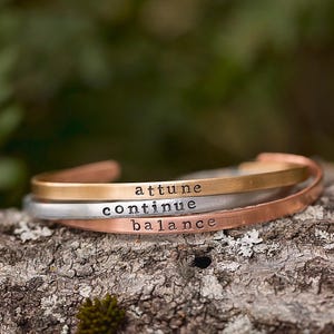 Personalized Word of the Year Stacking Cuff | Hand Stamped Mantra Bracelet