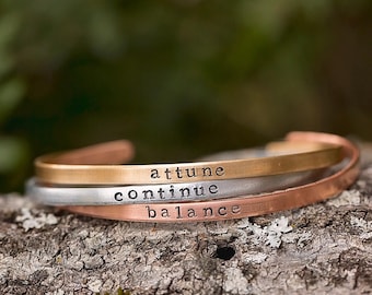 Personalized Word of the Year Stacking Cuff | Hand Stamped Mantra Bracelet