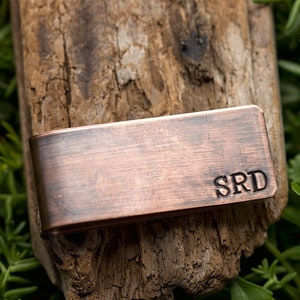Personalized Initial Copper Money Clip | Hand Stamped Rustic Gift