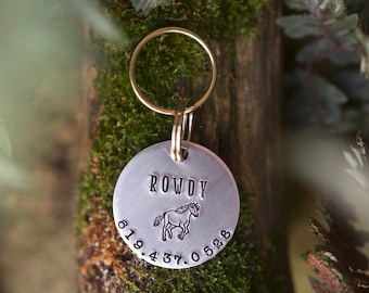 Personalized Western Dog ID Tag | Hand Stamped Aluminum Pet Tag