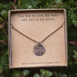 You are my Sun Moon and Stars Necklace | Ready To Gift | Hand Stamped | Gifts for Girlfriend Wife Daughter Engagement Anniversary