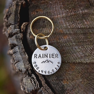 Mountain Range Dog ID Tag | Personalized High Quality Hand Stamped Personalized Thick Aluminum Pet Tag