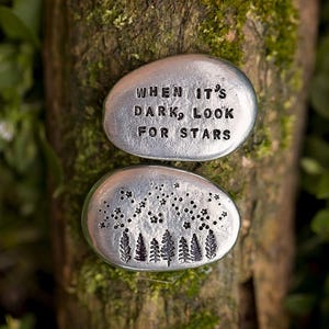 Hand Stamped Pocket Token | Pewter Worry Stone | Depression Grief Gift
