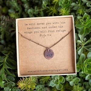 Psalm 91 Necklace | Ready To Gift | He will cover you with his feathers | Encouragement Gifts for Divorce Loss or Grieving