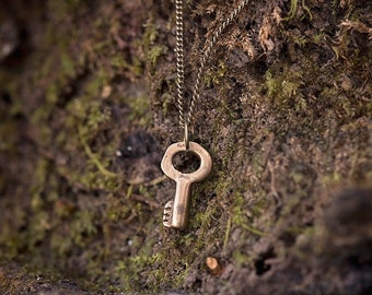 Tiny Vintage Key Necklace | Petite Dainty Skeleton Jewelry Gift for Women