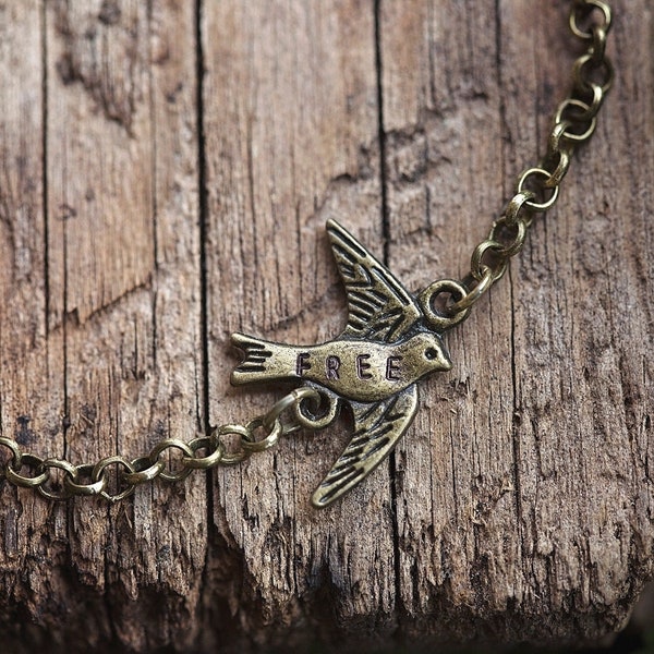 Free as a Bird Bracelet | Hand Stamped Sparrow Custom Personalized gifts for her boho jewelry