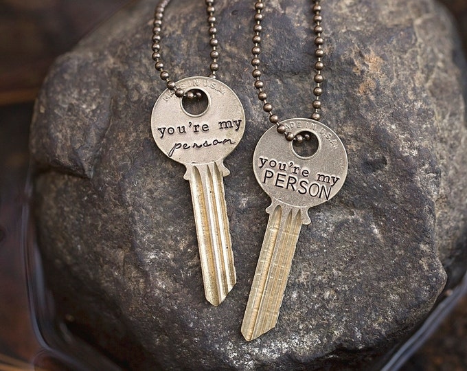 You're My Person Key Necklace | Hand Stamped Anniversary Gift