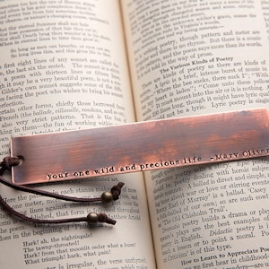 Custom Copper Bookmark | Personalized Hand Stamped | Birthday 7-Year Anniversary Gift